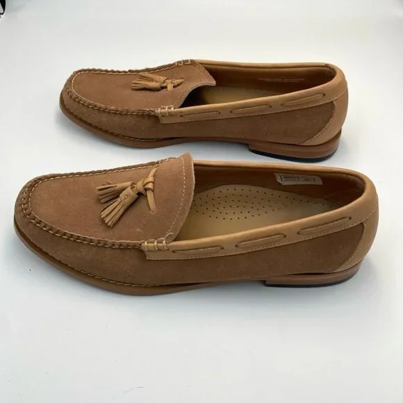 GH Bass Tassel Weejuns Loafers Men's 10 Tan Suede Leather Classic Neutral